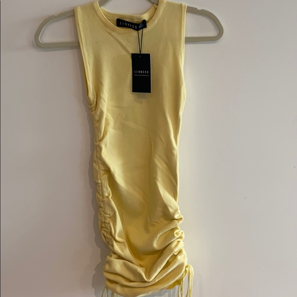 Lioness official mini yellow body con dress